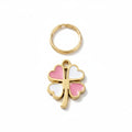 Gold White Pink Clover Charm