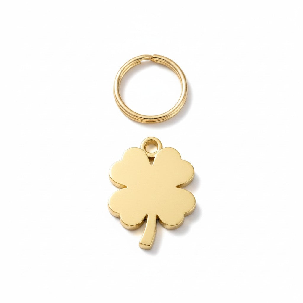 Gold White Pink Clover Charm
