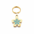 Gold Dark Turquoise Flower Charm