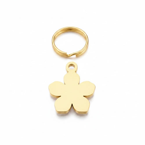 Gold Dark Turquoise Flower Charm