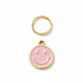 Gold Pink Smiley Charm