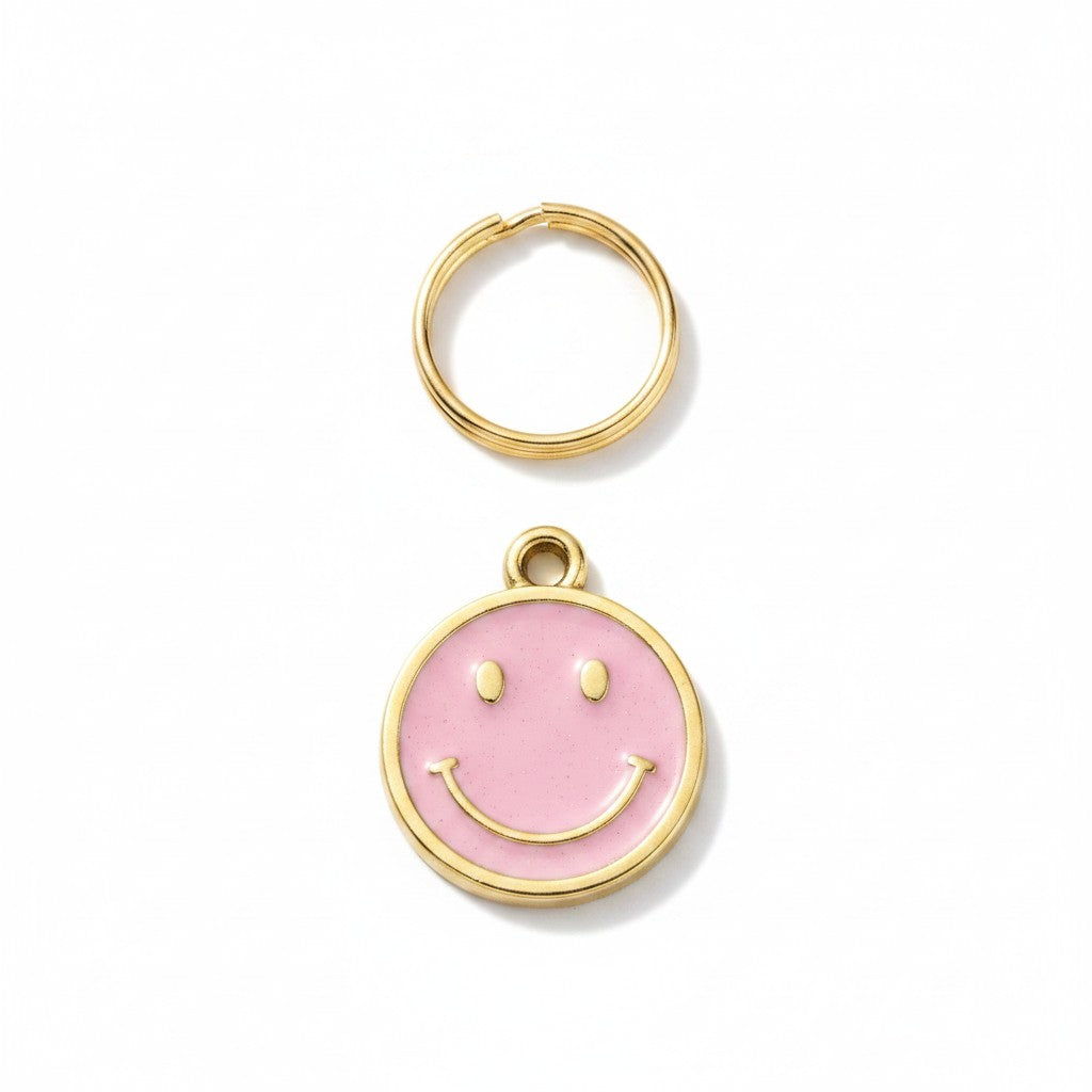 Gold Pink Smiley Charm