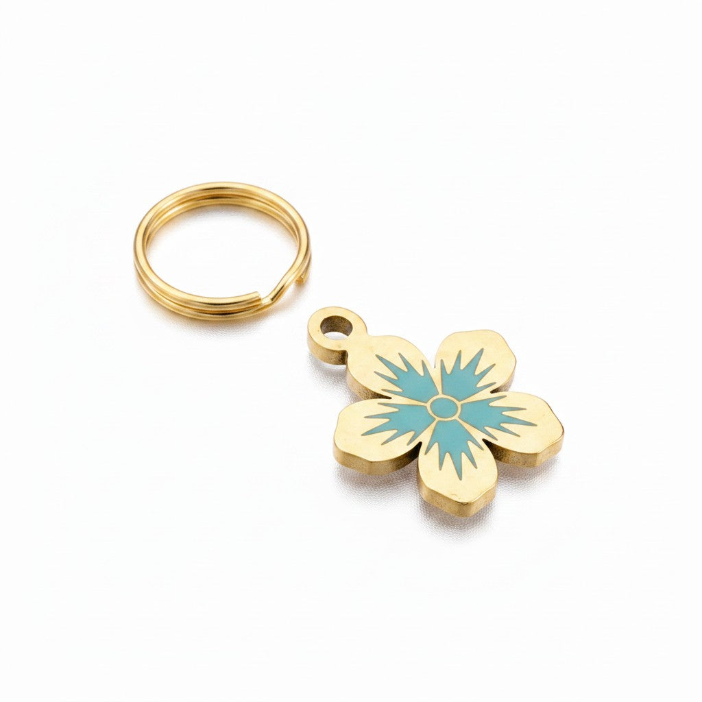 Guld, mörk turkos blomberlock