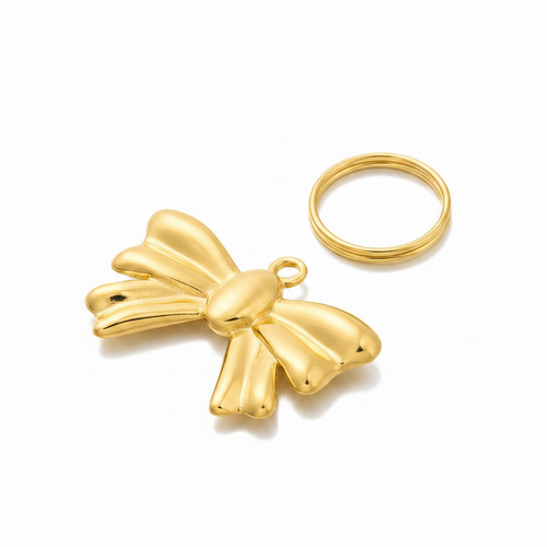 Gold Bowknot Shoe Charm